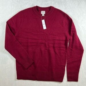 NWT J. Crew Rugged Merino Wool Blend Red Crewneck Pullover Sweater Classic C24